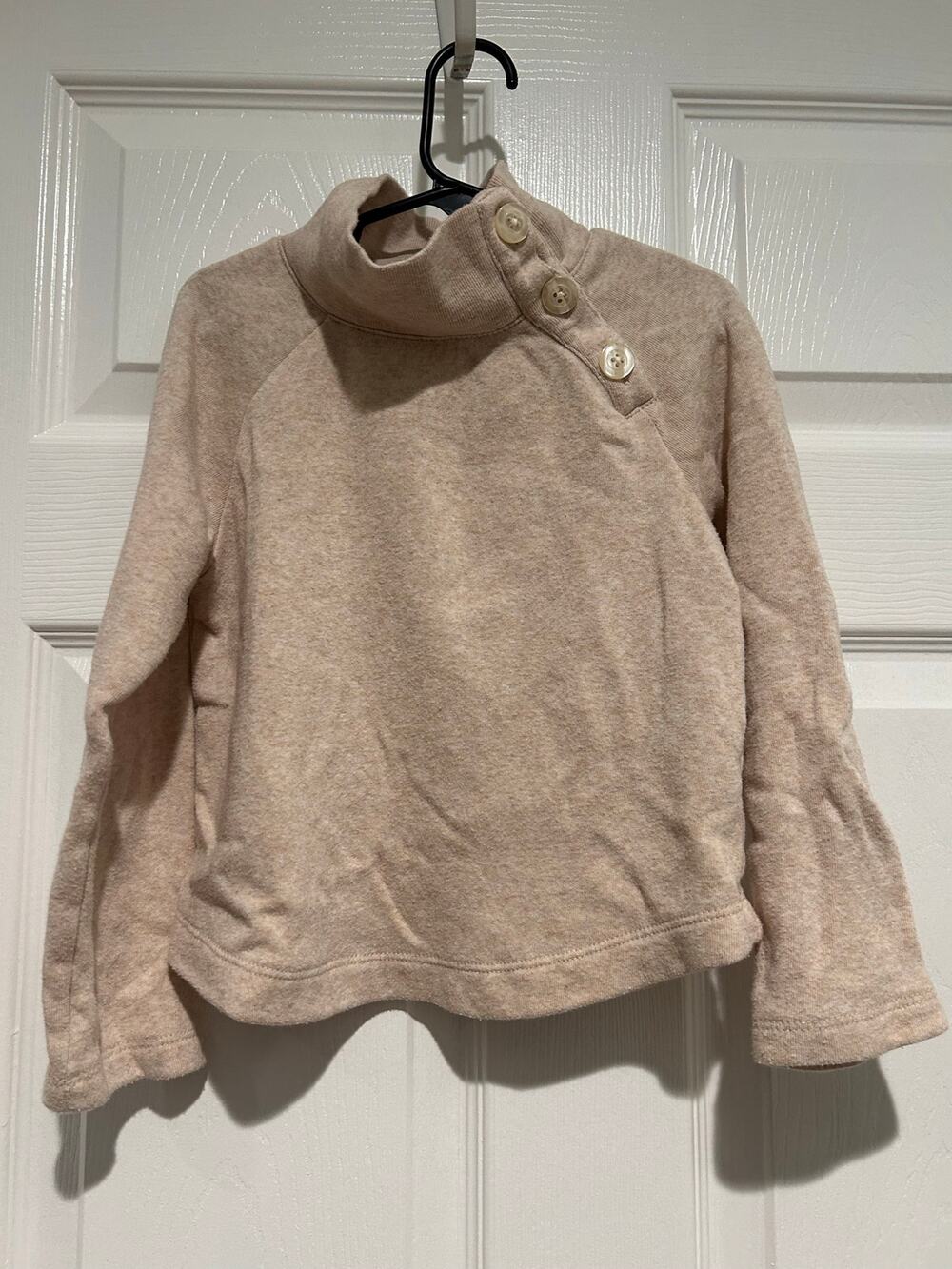 Crewcuts J Crew Girls XS 4-5 Wide Button Collar Pullover Sweatshirt Oatmeal Cozy